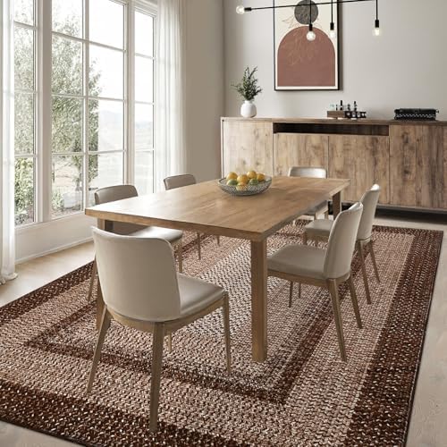 RUGSREAL 8x10 Washable Area Rug for Living Room with Rubber Backing