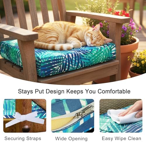 NettyPro Outdoor Cushion Slipcovers Waterproof 4 Pack Patio Chair Seat Cushio...