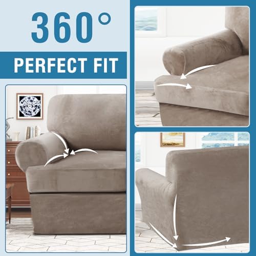 H.VERSAILTEX Sofa Cover 2 Piece Armchair Slipcovers Thick Velvet Couch Cover ...