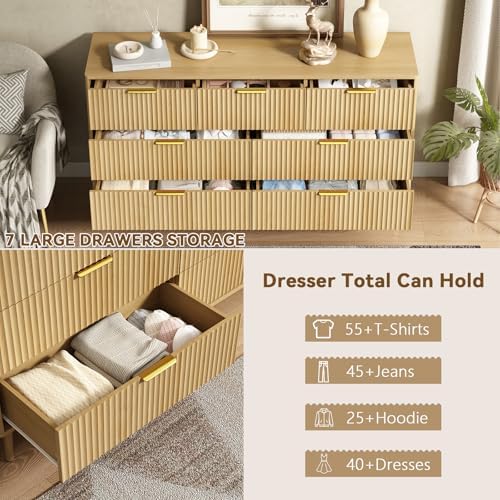 CARPETNAL Fluted Dresser and Nightstand Sets for Bedroom, 3 Pcs Bedroom Set, ...