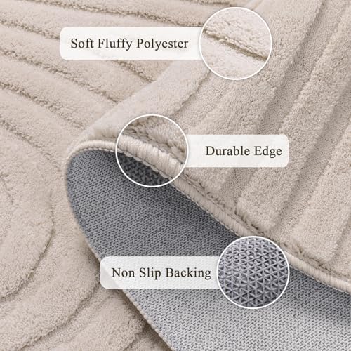 SHACOS Soft Cozy Fluffy Arch Pattern High Low Pile Area Rugs 9'x12' L...