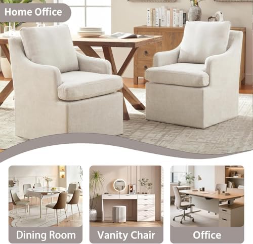 VKNOW Upholstered Dining Chairs, Dining Room Chairs with Casters