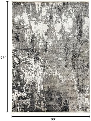 LUXE WEAVERS Abstract Fringed Area Rug Gray 5x7