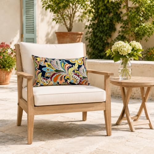 Pack of 2 Patio Lumbar Pillows 12"x20" | Fade Resistant Outdoor Wat...