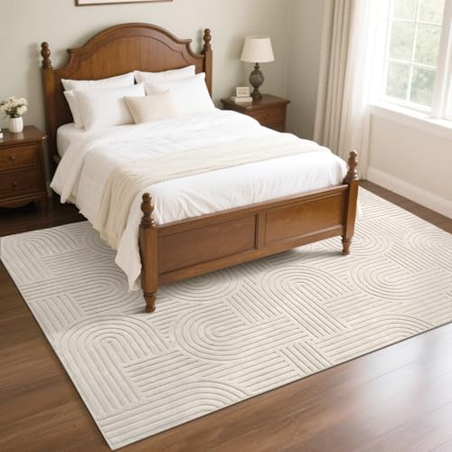 SHACOS Soft Cozy Fluffy Arch Pattern High-Low Pile Area Rugs 8'x10' L...