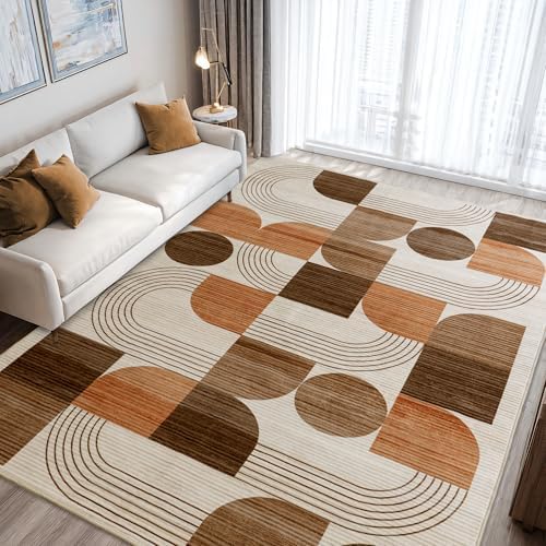 Soft Modern Geometric Abstract Large Machine Washable 5x7 Area Rug