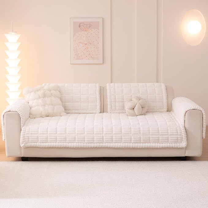 Couch Cover for Dogs Washable, Fuzzy Pet Couch Covers for 3 Cushion Sofa Pet