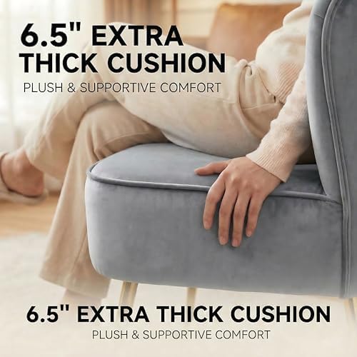 DUOMAY Modern Accent Chair Set of 2 Velvet Slipper Chair with Gold Legs Wingb...