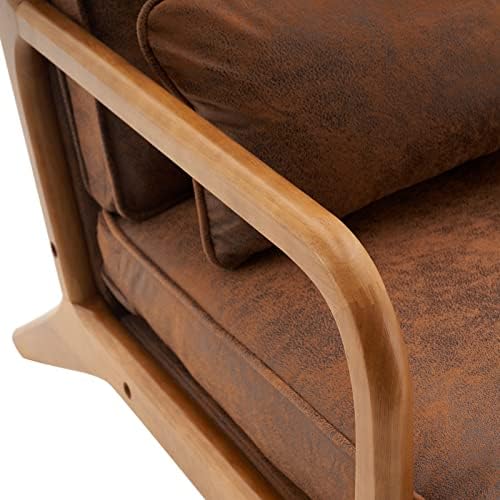 Bonnlo Microfiber Rustic Mid Century Modern Accent Chair, Soild Wood Padding ...