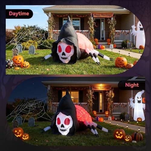 5.7FT Halloween Inflatable Skeleton Spider Outdoor Yard Decor with Magic Ligh...