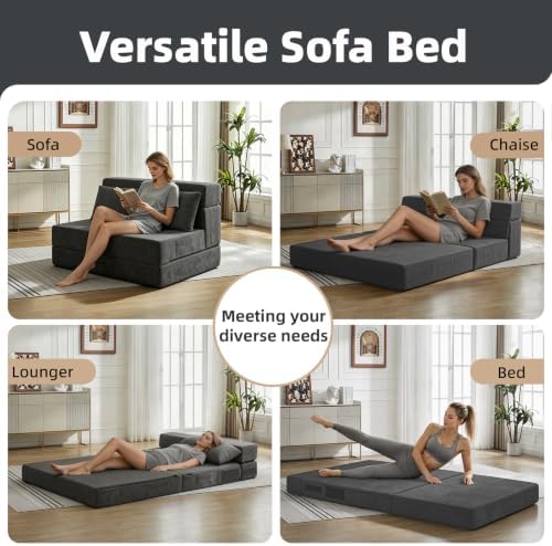 Folding Sofa Bed, Convertible Sleeper Chair Bed with Pillow