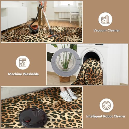 DweIke Leopard Rugs for Living Room, 8x10 Cheetah Print Rug for Bedroom Decor...