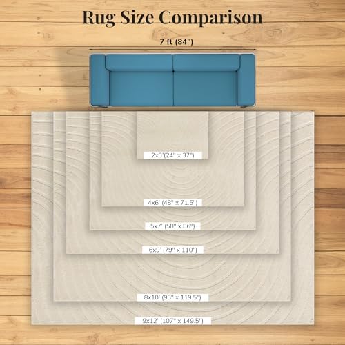 LUXE WEAVERS Modern Geometric Wave Cream 8x10 Area Rug