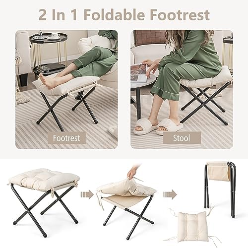 GIANTEX Lazy Chair with Ottoman, Accent Sofa Chair with Folding Footrest, Sid...