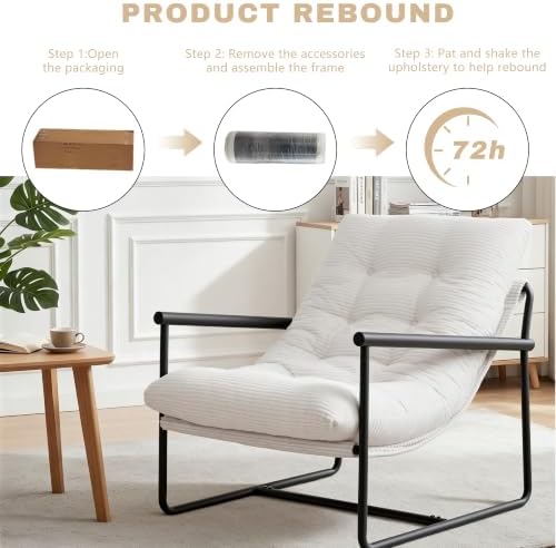 Modern Accent Chair for Living Room,Arm Chair with Metal Frame,Upholstered Ar...