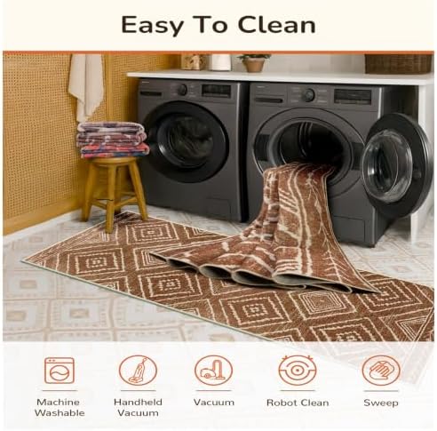 BESTSWEETIE Area Rug 9x12 Machine Washable Non-Slip Low Pile Print Pattern We...