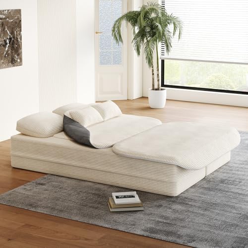 Antetek Convertible Sleeper Sofa, Modern Folding Futon Corduroy Floor Foam Co...