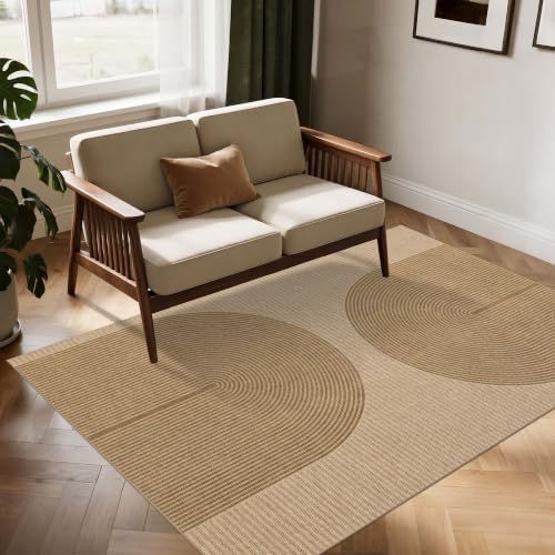 Easy Jute Rug for Pet Homes: 4x6 Outdoor Rug - Geometric Arch Pattern