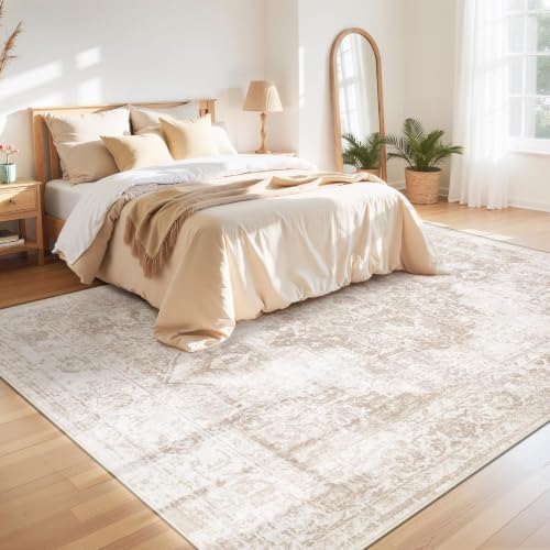 Area Rug 8x10 Vintage Rug: Large Washable Indoor Medallion Rugs Low Pile Dist...