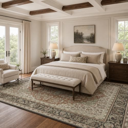 5x7 Area Rug for Living Room Vintage Neutral Washable Rugs