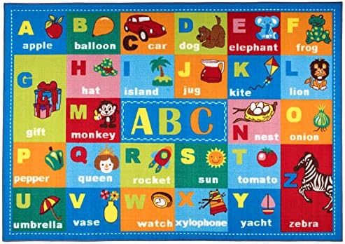 Rugshop Alphabet Symbols Non-Skid Kids Learning Area Rug Multi 3'3" ...