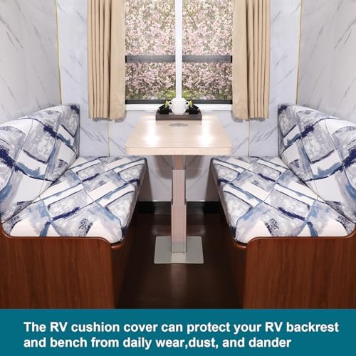 KRFOONN RV Dinette Cushion Covers Stretch Camper Cushions Cover Replacement C...
