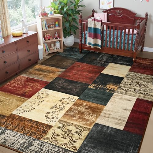 Tepook 8x10 Area Rugs for Living Room, Washable Large Geometric Bedroom Rug
