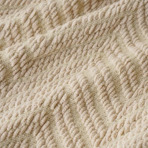 BATTILO HOME Beige Throw Blanket for Couch, Knitted Beige Throw for Bed, Neut...
