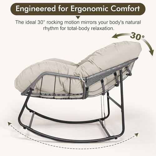 Bifanuo Oversized Egg Rocking Chair for Indoor Outdoor – All-Weather Wicker R...