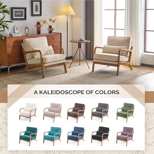VINGLI Chenille Mid-Century Modern Accent Chair Set of 2, Cute Reading Arm Ch...