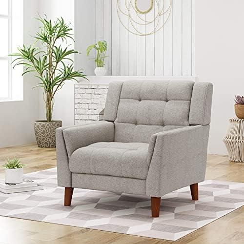 Christopher Knight Home Evelyn Mid Century Modern Fabric Arm Chair, Beige &am...