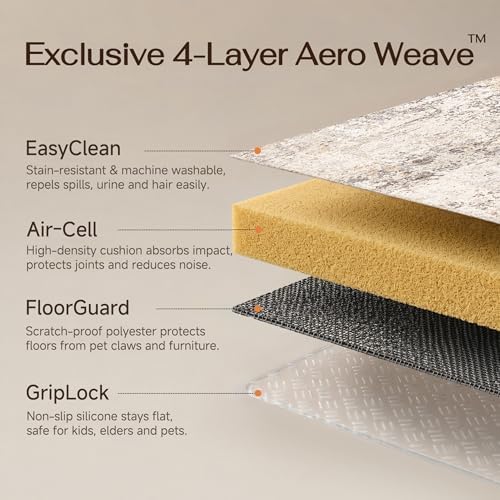 HUGEAR 5x7 Brown Abstract Washable Area Rug for Living Room
