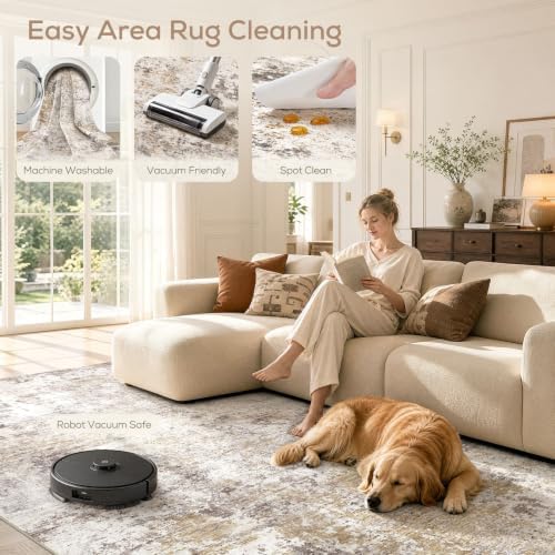 Nakagishi 10X12 Abstract Washable Area Rugs for Living Room-Golden Brown