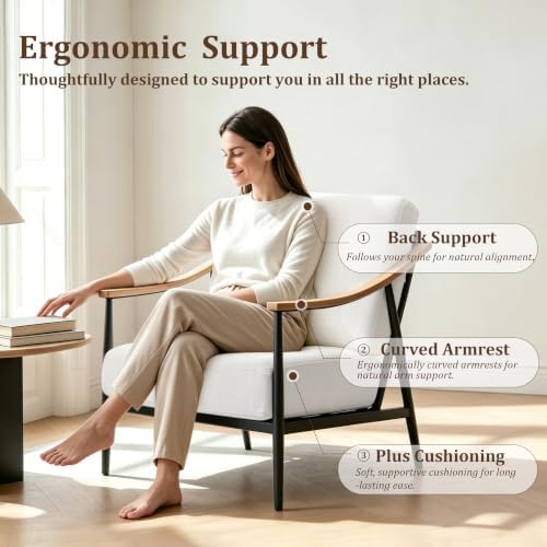 RNKSFX Modern Accent Chairs Set of 2 for Living Room Bedroom Mid Century Arm ...