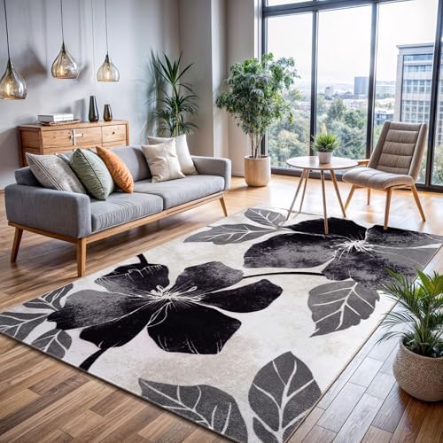 CAMILSON Solana Modern Floral 6'7" x 9'0" Area Rugs Non-Ski...
