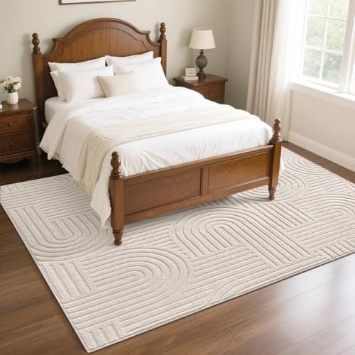 SHACOS Soft Cozy Fluffy Arch Pattern High Low Pile Area Rugs 9'x12' L...