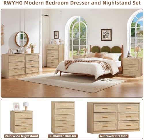 RWYHG Dresser for Bedroom 5 Drawer 45" Tall with Gold Handle Closet Storage