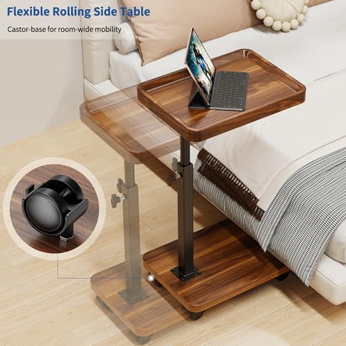 C Table End Table Adjustable Height, 360°Swivel TV Tray Table for Small Space...
