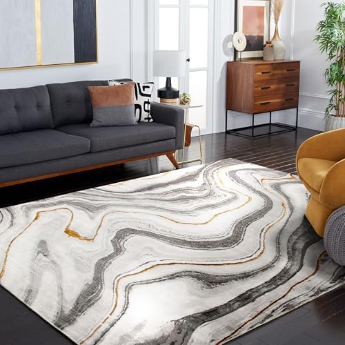 SAFAVIEH Craft Area Rug 6'7"x9', Modern Grey & Gold CFT819F