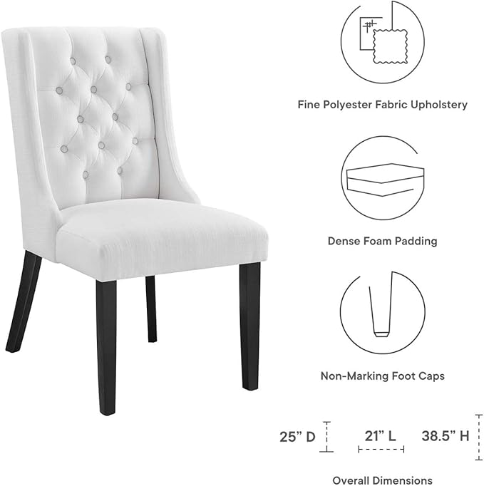 Modway Baronet Button-Tufted Fabric Parsons Dining Chair in White