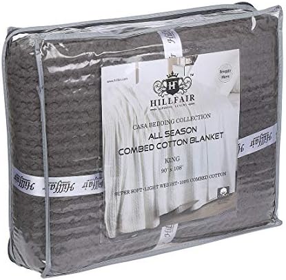 HILLFAIR 100% Combed Cotton Blanket– Queen Size Bed Blanket– Warm Soft All Se...
