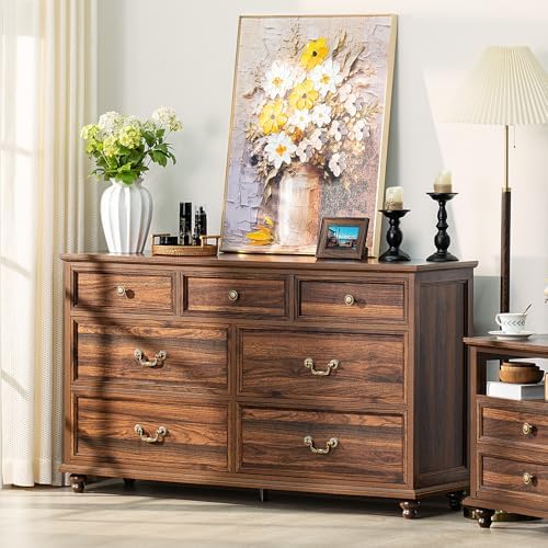 Joaxswe Farmhouse Dresser and Nightstand Set - 3 Piece, 54" Wide Dresser...