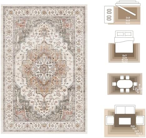 9x12 Area Rug for Living Room Large Washable Vintage Area Rug