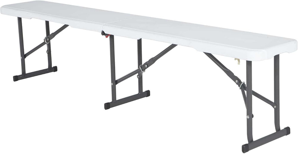 LIFETIME Portable Folding Bench, 6‑Foot Fold‑in‑Half, UV‑Resistant Seat, Powd...
