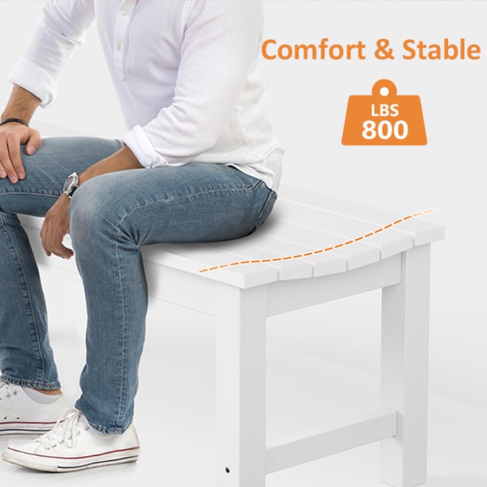 Outdoor Bench, 2-Person Patio Backless Bench Holds up to 800lbs, Weatherproof...
