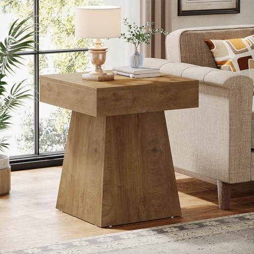 Tribesigns Small End Table Set of 2, Rustic Square Side Table with Wide Base,...