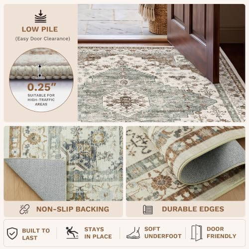 LIVELYGLOW 5x7 Washable Area Rug for Living Room, Large Carpet