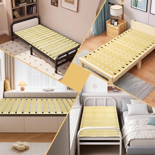 Japanese Tatami Mat Floor Bed, Knotless Solid Wood, Roll-Up Slatted, Bed Plat...