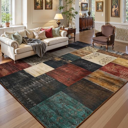 DweIke Washable Area Rugs 8x10 for Living Room, Large Modern Geometric Colorf...