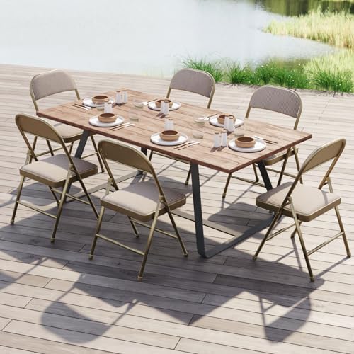 Nazhura 4 Pack Folding Chairs, Fabric Dining Chair Set with Padded Cushion an...